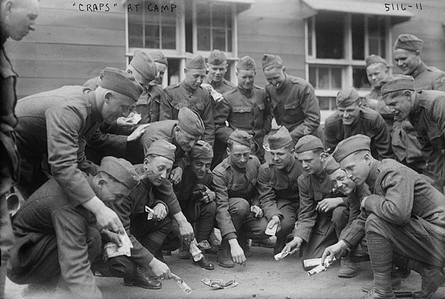 Library of Congress image, Craps game at a military camp in 1918